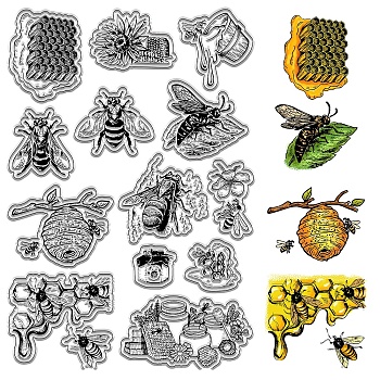 Custom PVC Plastic Clear Stamps, for DIY Scrapbooking, Photo Album Decorative, Cards Making, Stamp Sheets, Film Frame, Bees, 160x110x3mm