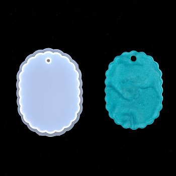 Pendant Silicone Molds, Resin Casting Molds, For UV Resin, Epoxy Resin Jewelry Making, Oval, White, Inner Size: 8x6x1.2cm, Hole: 0.5cm