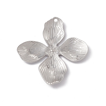 304 Stainless Steel Pendants, Flower Charms, Stainless Steel Color, 45x42x3mm, Hole: 1.8mm