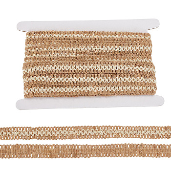 GOMAKERER 10M Braided Burlap Ribbon, for Clothing Hat Material Shoe Material Accessories, with 1Pc Cardboard Display Card, Tan, 5/8~3/4 inch(16~17.5mm), about 10.94 Yards(10m)/Card