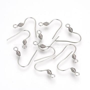 304 Stainless Steel Earring Hooks, Stainless Steel Color, 18~19x19x3mm, Hole: 2mm(X-STAS-R071-30)
