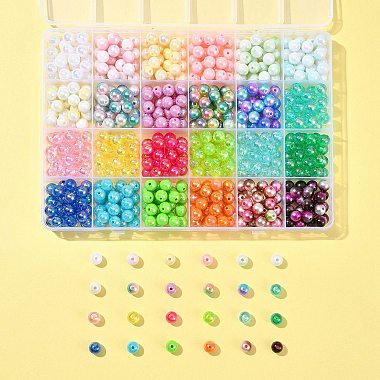 kit de fabrication de bijoux à faire soi-même 600 pièces 24 styles de perles rondes en acrylique et en plastique(DIY-FS0005-63)-7