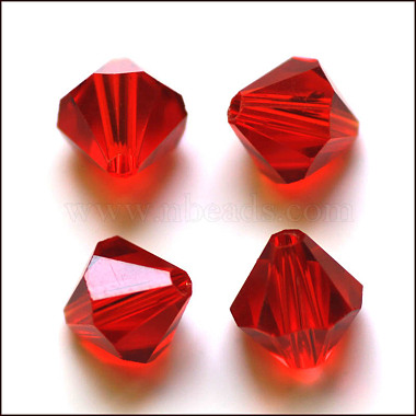 10mm Red Bicone Glass Beads