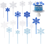 12 Sets Christmas Plastic Cake Toppers, Cake Insert Cards, for Cake Decoration, Snowflake, Mixed Color, 110~140x37~62.5x1.5mm, 4 colors, 3 sets/color(AJEW-SC0003-45B)