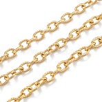 Ion Plating(IP) 304 Stainless Steel Textured Cable Chains, Unwelded, with Spool, Golden, 8x6x1.3mm, 32.8 Feet(10m)/roll(CHS-O010-04G)