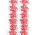 Synthetic Coral Dyed Carved Beads Strands, Starfish, Salmon, 10~11x10x5.5mm, Hole: 0.8mm, about 31pcs/strand, 10.04''(25.5cm)(X-CORA-K009-06A-08)