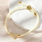 Adjustable Nylon Cord Bracelets, Brass Micro Pave Cubic Zirconia Letter Charms Jewelry for Women Men, Rack Plating, Long-Lasting Plated, Letter T, 1/8 inch(0.3cm), Inner Diameter: 2-5/8 inch(6.6cm)(X-BJEW-C096-01G-20)