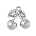 304 Stainless Steel Pendants, Cherry, Stainless Steel Color, 16x14.5x6mm, Hole: 1.8mm(STAS-K312-08B-P)
