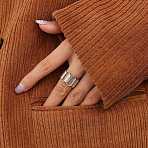 304 Stainless Steel Oval Link Chain Finger Rings, Stainless Steel Color, US Size 6(16.5mm)(FS-WG7F0BE-02)