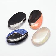 Natural Dyed Agate Pendants, Oval, 54~55x33~35x8~10mm, Hole: 2mm(G-F419-79)