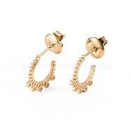 304 Stainless Steel Stud Earring Findings, Ear Wire, with Earring Backs/Ear Nut and Loop, Real 14K Gold Plated, 11x17x1mm, Hole: 1mm, Pin: 0.8mm(STAS-S116-265G)