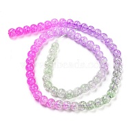 Spray Painted Crackle Glass Beads Strands, Gradient Color, Segmented Multi-color Beads, Round, Magenta, 6mm, Hole: 1mm, about 60pcs/strand, 14.96~15.04 inch(38~38.2cm)(DGLA-C002-6mm-08)