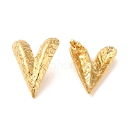 Hammered Heart 304 Stainless Steel Stud Earrings for Women, Golden, 33.5x25mm(EJEW-U003-01G-01)