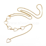 304 Stainless Steel Body Chain Belt, Women's Belly Waist Chain, Textured Heart, Golden, 15.28 inch(38.8cm)(NJEW-C00017-02)