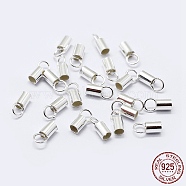925 Sterling Silver Cord Ends, Silver, 6x2mm, Hole: 2mm, Inner Diameter: 1.3mm(STER-F036-21S-1.3mm)