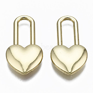 Alloy Pendants, Heart Lock, Cadmium Free & Lead Free, Light Gold, 26.5x14.5x4mm, Hole: 4.5x12mm(PALLOY-T067-195LG-RS)