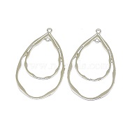 Alloy  2-Loop Link Pendants, Long-Lasting Plated, teardrop, Platinum, 49.5x30x1mm, Hole: 1.6mm(PALLOY-F249-17P)