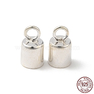 925 Sterling Silver Cord Ends, End Caps, Column, Silver, 8x5mm, Hole: 1.8mm, Inner Diameter: 4mm(STER-P055-02D-S)