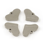 Tarnish Resistant Smooth Surface Stainless Steel Heart Stamping Blank Tag Charms, Stainless Steel Color, 12x19x1.5mm, Hole: 1mm(STAS-R064-73)