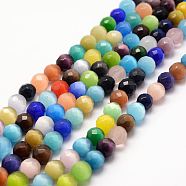 Cat Eye Beads Strands, Faceted, Round, Mixed Color, 8mm, Hole: 1mm, about 46pcs/strand, 13.5 inch(34.2cm)(X-CE-k002-8mm-01)