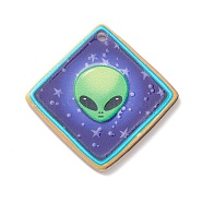 Acrylic Pendants, extraterrestrial, Alien, Others, 35x34.5x2.5mm, Hole: 1.8mm(OACR-I004-02C)