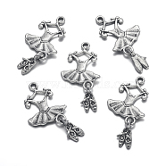 Metal Alloy Pendants, Lead Free and Cadmium Free, Ballet Suit, Antique Silver, 25x12x2mm, Hole: 2mm(PALLOY-A15490-N)