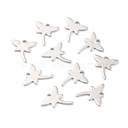 304 Stainless Steel Charms, Dragonfly, Stainless Steel Color, 12.5x12x0.8mm, Hole: 1.4mm(STAS-F266-11P)