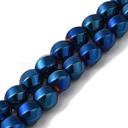 Electroplated Synthetic Magnetic Hematite Beads Strands, Faceted, Twist, Blue Plated, 8mm, Hole: 1.2mm, about 47pcs/strand, 15.75''(40cm)(G-I364-J01-08)