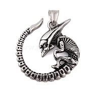 304 Stainless Steel Pendants, Alien Space Charml, Antique Silver, 40.5x38.5x5.5mm, Hole: 8x4.5mm(STAS-K283-15AS)