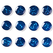 Glass Cabochons, Dome/Half Round with Twelve Constellations, Marine Blue, 25x6mm(GLAA-F087-01)