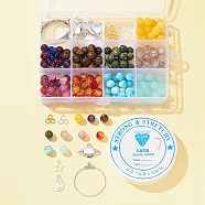 DIY Planet Earring Bracelet Making Kit, Including Natural Mixed Stone & Glass Round Beads, Star & Moon Alloy Pendants, 316 Surgical Stainless Steel Hoop Earring Findings, Mixed Color(DIY-FS0004-33)