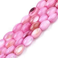 Freshwater Shell Beads Strands, Dyed, Oval, Camellia, 4~5x2.5~4mm, Hole: 0.6mm, about 77~79pcs/strand, 14.57 inch~15.16 inch(37cm~38.5cm)(SHEL-T009-B15-03)
