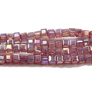 Baking Painted Glass Beads Strands, Imitation Jaed, AB Color, Faceted, Cube, Indian Red, 2.5x2.5x2.5mm, Hole: 0.8mm, about 191~193pcs/strand, 18.11~18.50 inch(46~47cm)(DGLA-F002-05E)