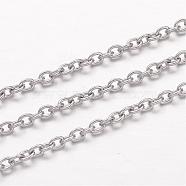 304 Stainless Steel Cable Chains, Unwelded, Oval, for Jewelry Making, Stainless Steel Color, 3x2x0.6mm(CHS-K004-07P-0.6mm)