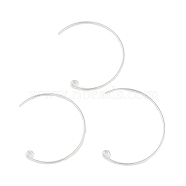 Brass Earring Hooks, C Shape, Silver, 31x26x0.9mm, Hole: 1.9mm(KK-C069-01S)