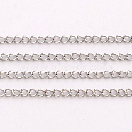 304 Stainless Steel Curb Chains, Twisted Chains, Soldered, Stainless Steel Color, 4x3x0.6mm(X-CHS-Q001-11)