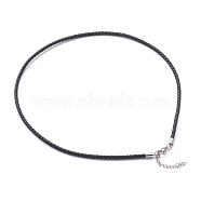 Braided Waxed Polyester Cord Necklaces Making, with 304 Stainless Steel Lobster Claw Clasps, Stainless Steel Color, Black, 18-3/4 inch(47.5cm)(NJEW-Z011-03P-C)