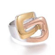 304 Stainless Steel Finger Rings, Stainless Steel Color & Golden & Rose Gold, Size 6~9, 16~19mm(RJEW-E162-05)