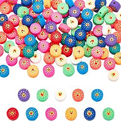 Nbeads 5 Strands Handmade Polymer Clay Beads Strands, for DIY Jewelry Crafts Supplies, Flat Round with Duck, Mixed Color, 9x4mm, Hole: 1.5mm, about 40pcs/strand, 15.16 inch ~15.55 inch(38.5cm), 5 strands/box(CLAY-NB0001-46)