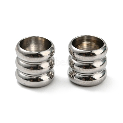 201 Stainless Steel Bead, Grooved Beads, Column, Stainless Steel Color, 6x6mm, Hole: 2mm(STAS-H180-06P)