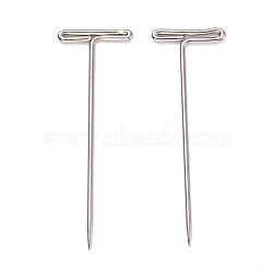 Nickel Plated Steel T Pins for Blocking Knitting, Modelling, Wig Making and Crafts, Stainless Steel Color, 45x15x1.5mm, Hole: 0.5x12.5mm, 200pcs/box(FIND-D023-01P-04)