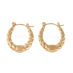 304 Stainless Steel Hoop Earrings, Jewely for Women, Golden, Oval, 19.5x3mm(EJEW-K278-19B-G)