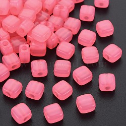 Imitation Jelly Acrylic Beads, Square, Hot Pink, 8x8x5.5mm, Hole: 2.5mm, about 1800pcs/500g(MACR-S373-98-E09)