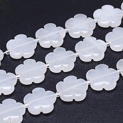 Natural White Jade Flower Bead Strands, 15x5mm, Hole: 1mm, about 27pcs/strand, 15.7 inch(G-M206-12A)