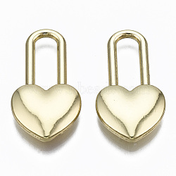 Alloy Pendants, Heart Lock, Cadmium Free & Lead Free, Light Gold, 26.5x14.5x4mm, Hole: 4.5x12mm(PALLOY-T067-195LG-RS)