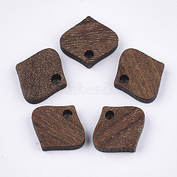 Walnut Wood Charms, Saddle Brown, 11.5x12x2.5~3mm, Hole: 1.6mm(X-WOOD-S054-40)