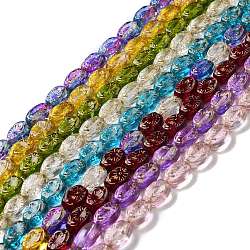 Transparent Glass Beads Strands, Oval, Mixed Color, 11x8x5.5mm, Hole: 1mm, about 32pcs/strand, 13.78 inch(35cm)(GLAA-F114-05)