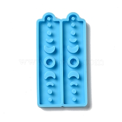 DIY Rectangle with Moon Phase Pendant Silicone Molds, Resin Casting Molds, for UV Resin & Epoxy Resin Jewelry Making, Deep Sky Blue, 58x30x4mm, Hole: 2mm, Inner Diameter: 54.5x12.5mm(DIY-I099-07)