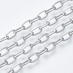 3.28 Feet 304 Stainless Steel Cable Chains, Unwelded, Stainless Steel Color, 6.6x3.5x0.9mm(X-CHS-S001-10A-P)