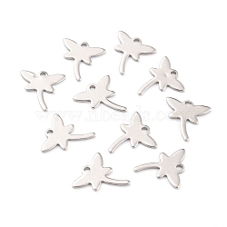 Non-Tarnish 304 Stainless Steel Charms, Dragonfly, Stainless Steel Color, 12.5x12x0.8mm, Hole: 1.4mm(STAS-F266-11P)